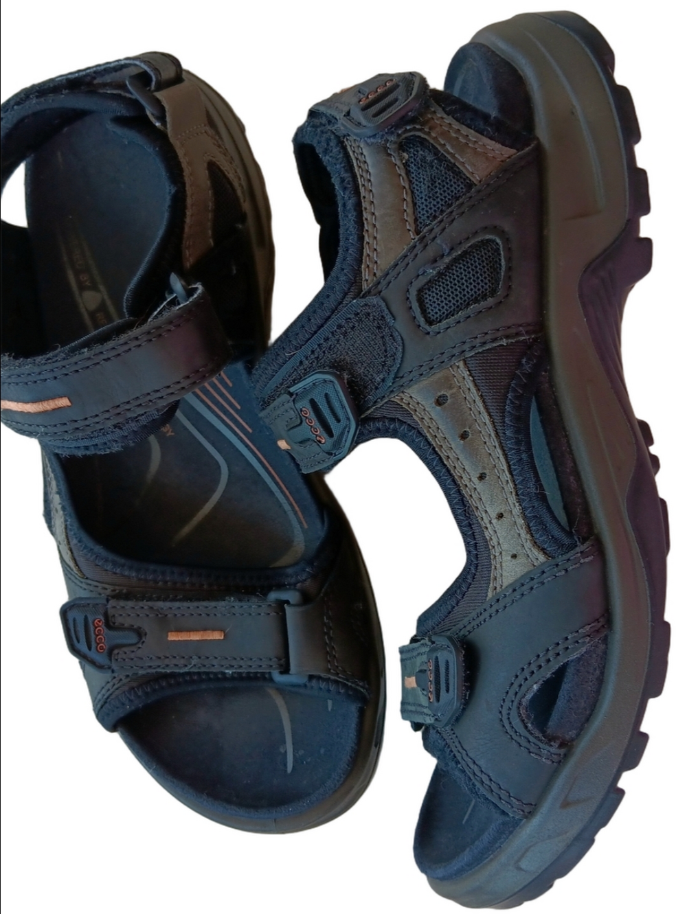 ECCO Sandals Yucatan Sport Strappy Rugged Hiking  Black & Gray Men's 43 US 9.5